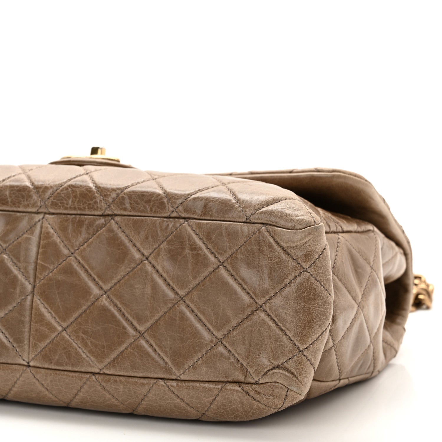 Chanel Glazed Calfskin Castle Rock Medium Flap Dark Beige 10 of 11