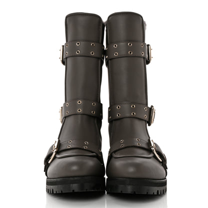 Jimmy Choo Smooth Calfskin Deryn Flat Boots 37.5 Taupe Grey 2 of 12
