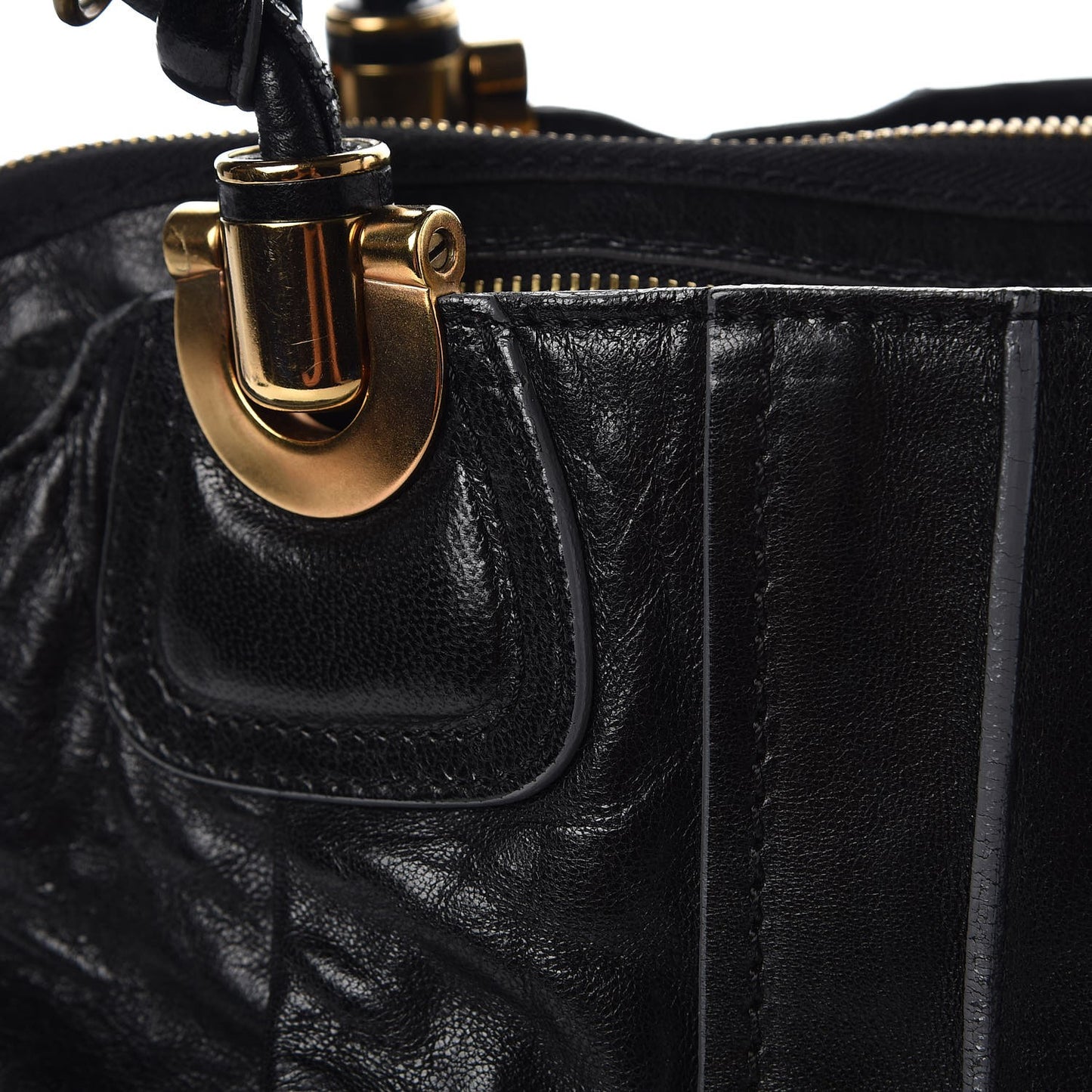 Lambskin Heloise Satchel Black