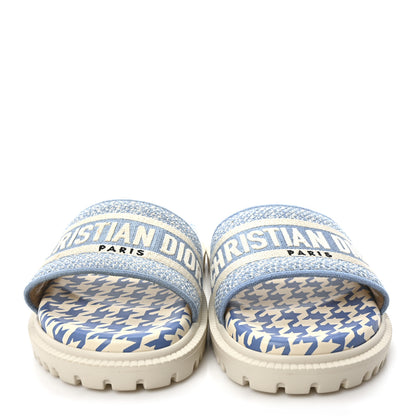 Christian Dior Micro PDP Cotton Houndstooth Embroidered Dway 10mm Slide Sandals 36 Cornflower 3 of 8