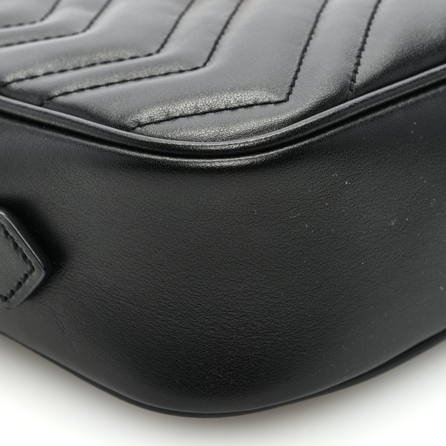 Gucci Calfskin Matelasse Mini GG Marmont Chain Shoulder Bag Black 10 of 11