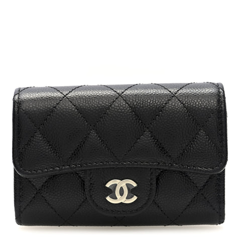 Caviar Quilted Classic 4 Key Holder Wallet Black