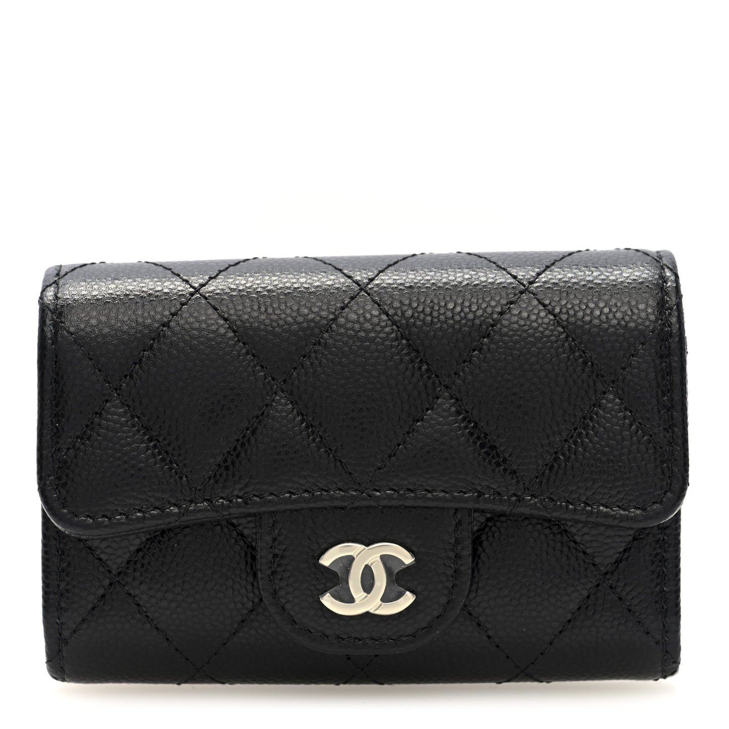Caviar Quilted Classic 4 Key Holder Wallet Black