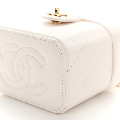 Chanel Lambskin Quilted Vanity Clutch With Chain White 10 of 11