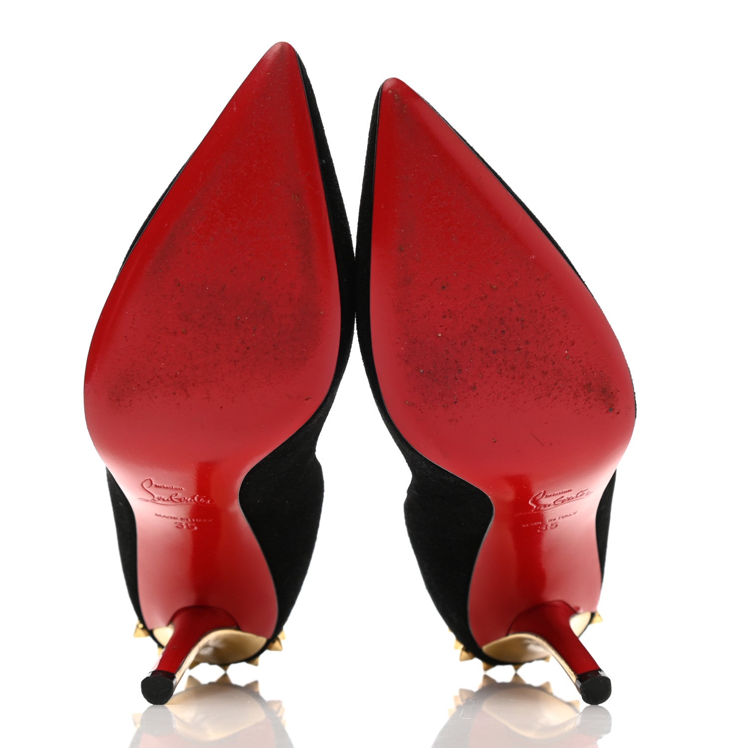 Christian Louboutin Suede Studded Zappa 100 Pumps 35 Black Gold 5 of 12