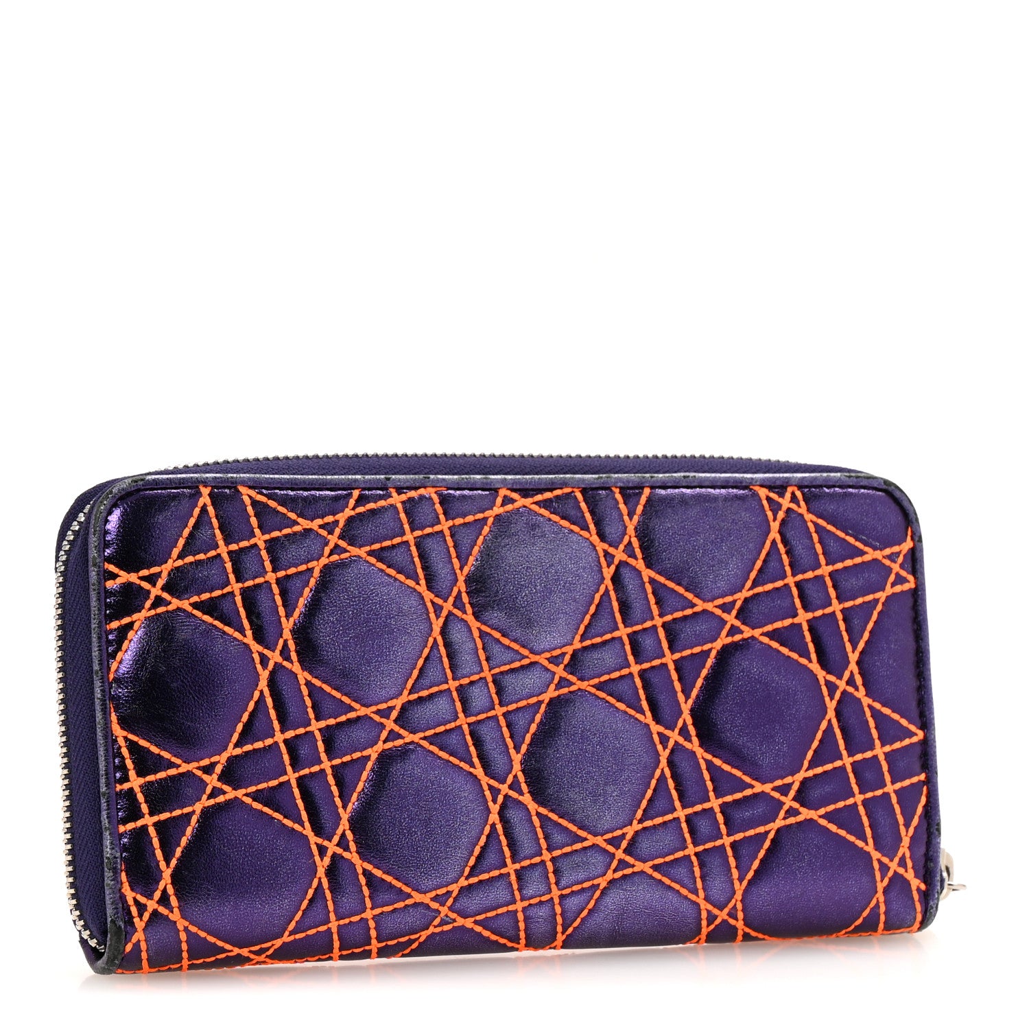Christian Dior Metallic Lambskin Cannage Anselm Reyle Lady Dior
