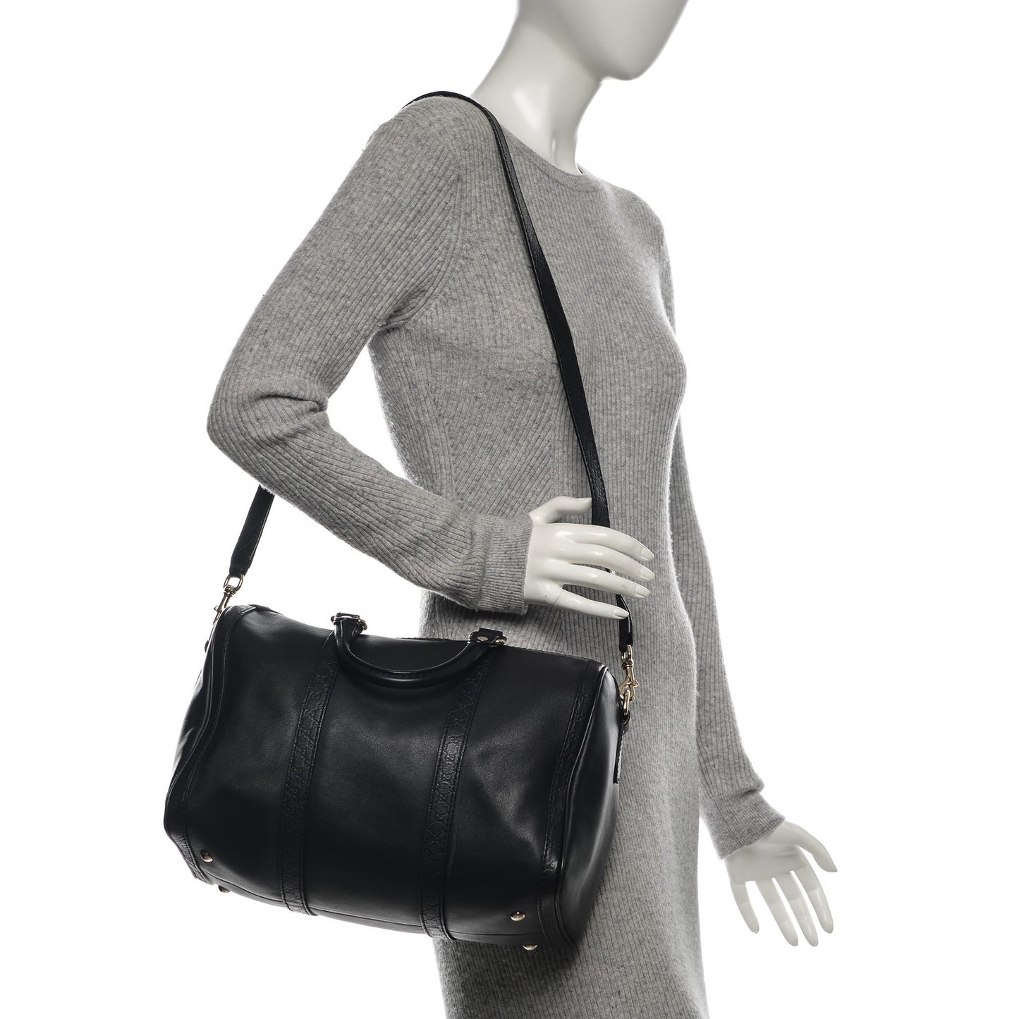 Calfskin Microguccissima Trim Medium Boston Black