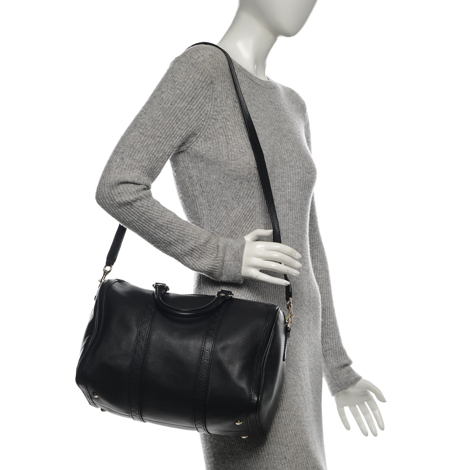 Gucci Calfskin Microguccissima Trim Medium Boston Black 2 of 9