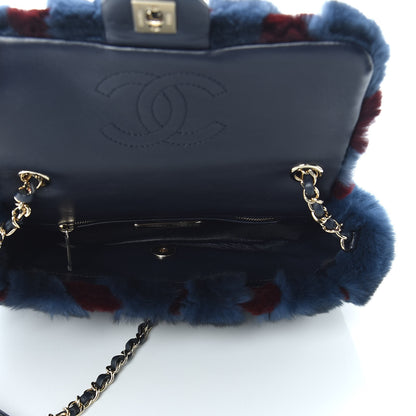 Chanel Orylag Rabbit Fur Chevron Small Single Flap Burgundy Blue 5 of 9