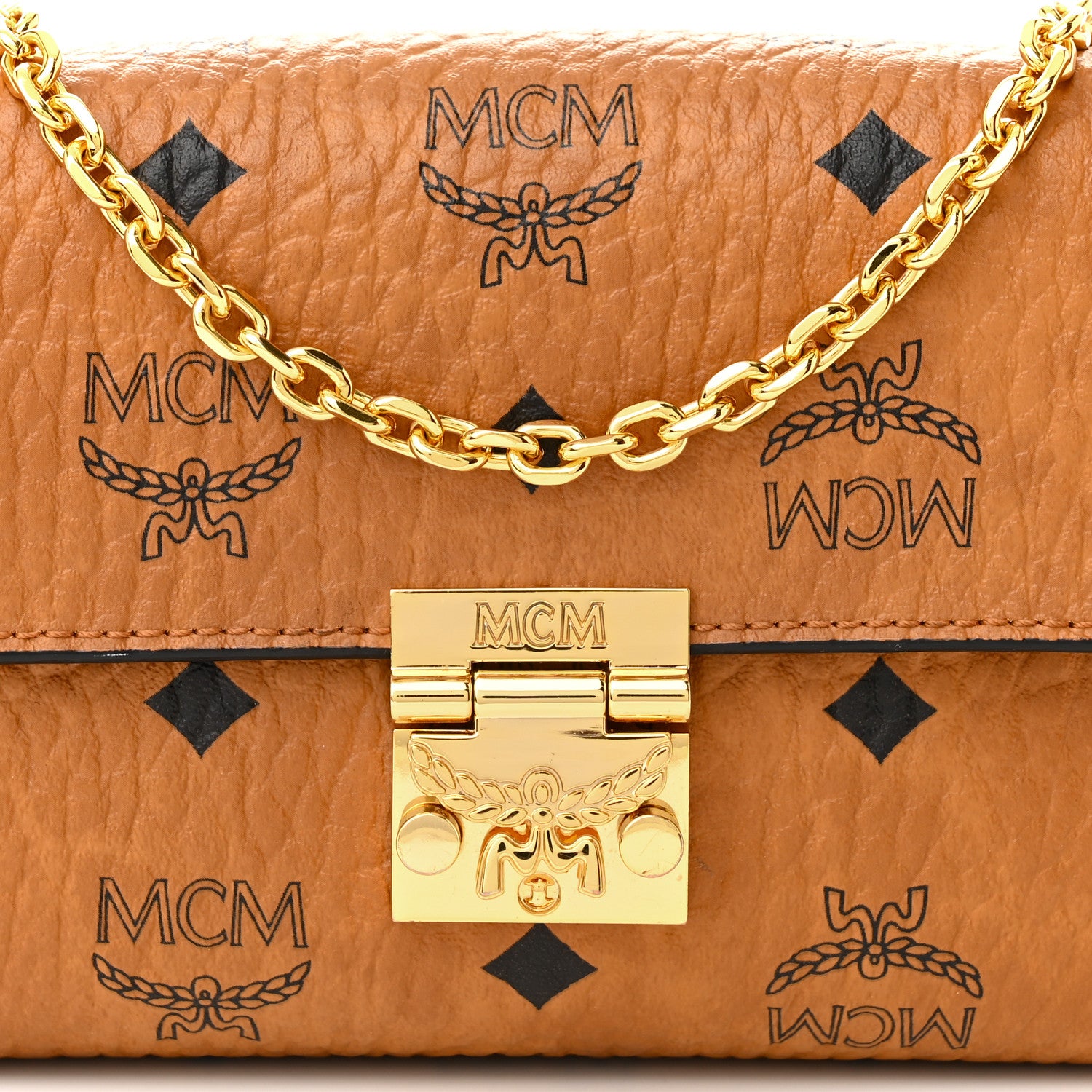 MCM Visetos Small Millie Crossbody Bag Cognac 8 of 11