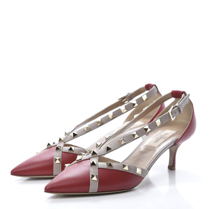 Valentino Garavani Nappa Rockstud Cross Strap D'Orsay 55mm Pumps 37 Red Poudre 3 of 9