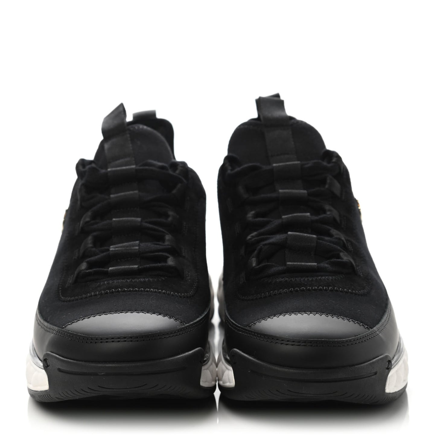 Velvet Calfskin Mixed Fibers CC Sneakers 39.5 Black