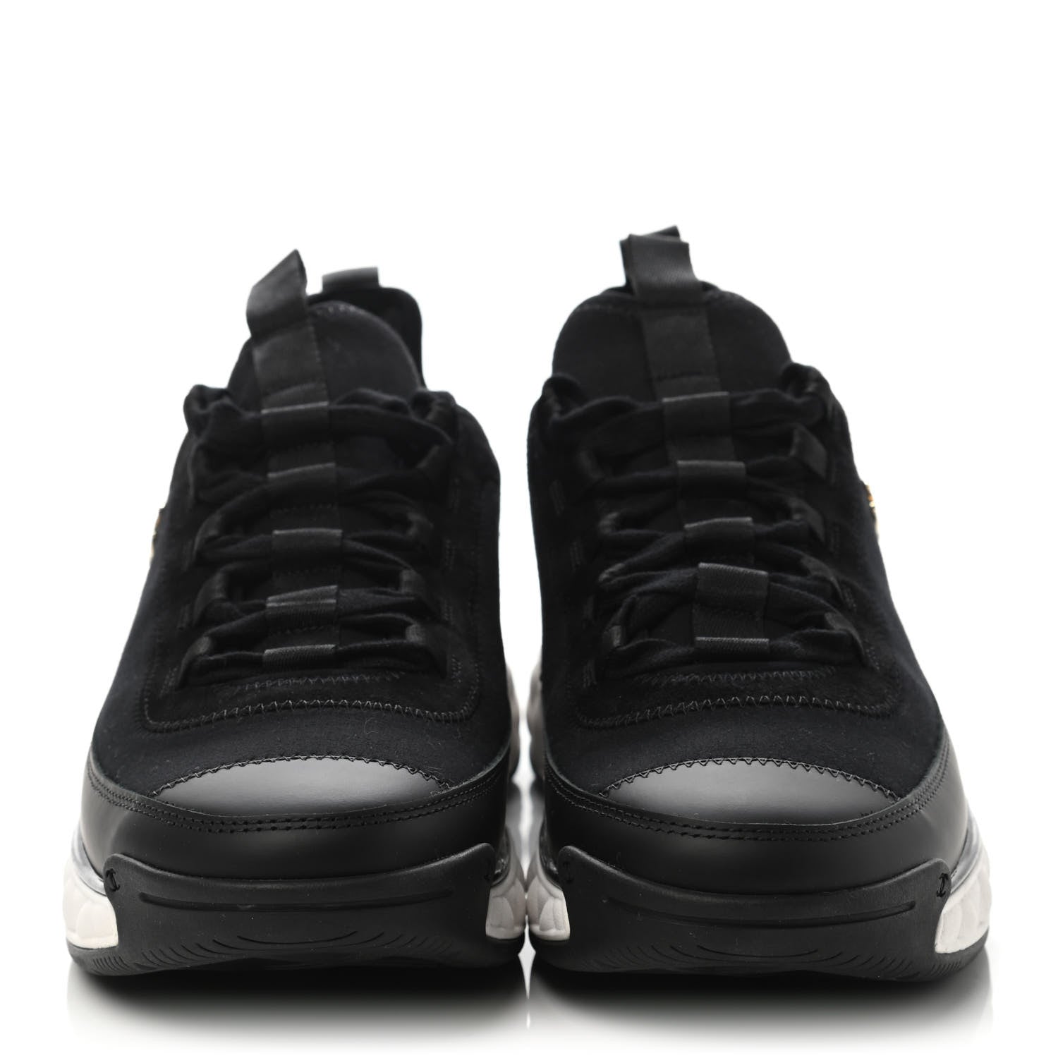 Chanel Velvet Calfskin Mixed Fibers CC Sneakers 39.5 Black 2 of 4