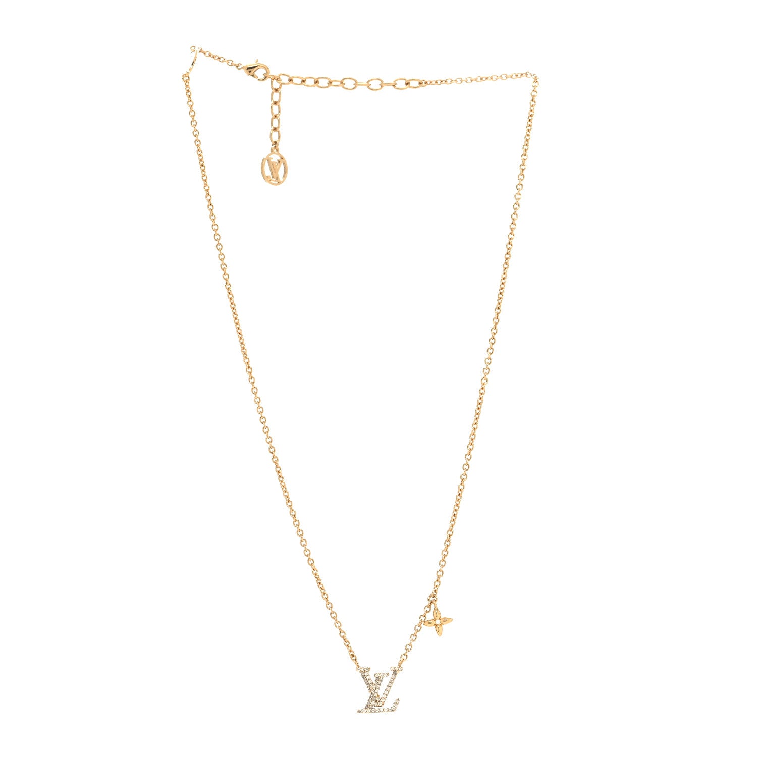 Louis Vuitton Metal Crystal LV Iconic Necklace Gold 3 of 6