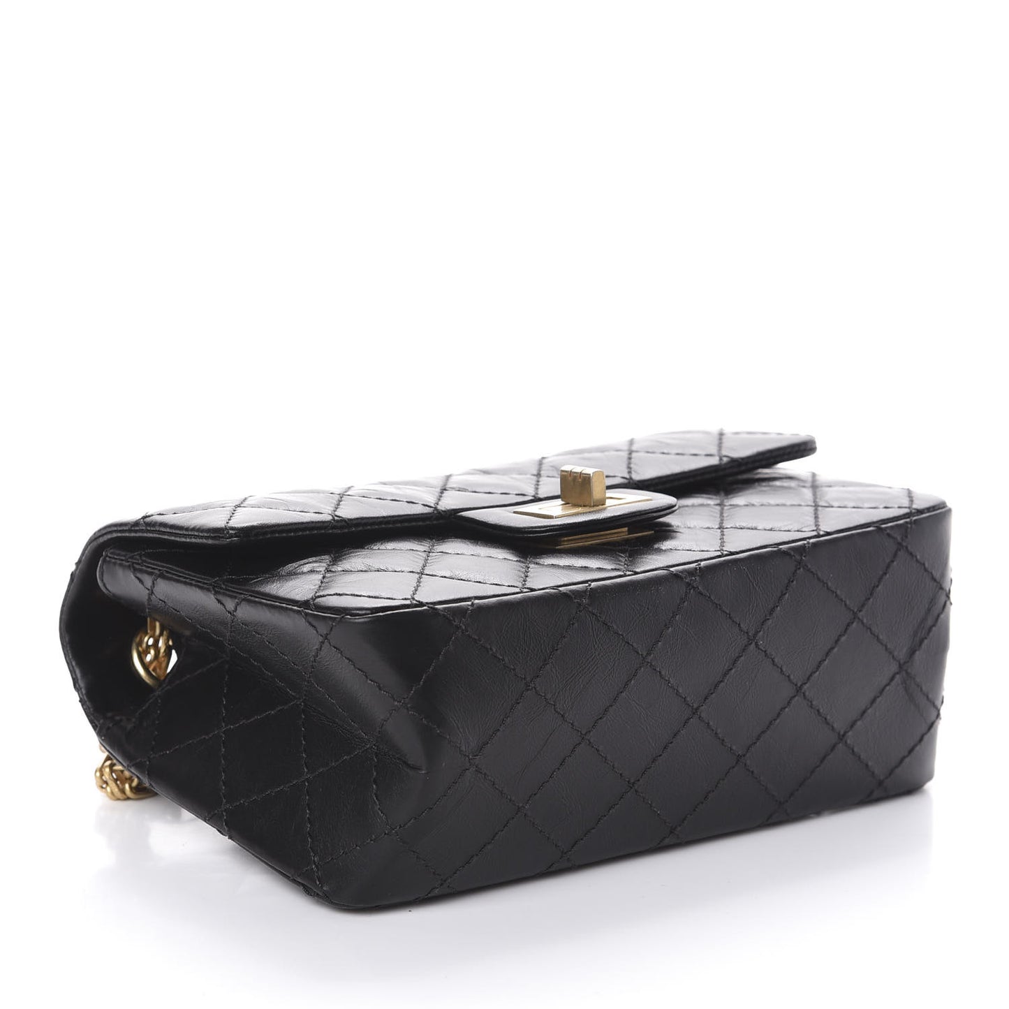 Aged Calfskin Quilted 2.55 Reissue Mini Flap Black