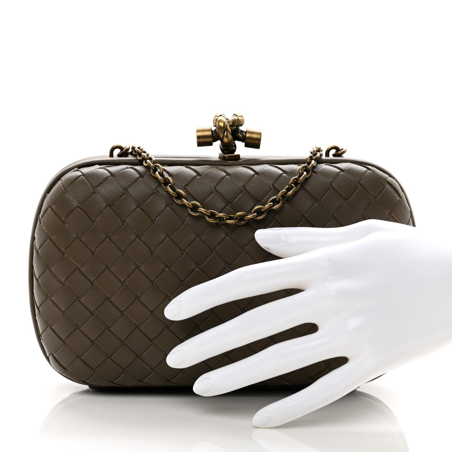 Nappa Intrecciato Chain Knot Clutch New Steel