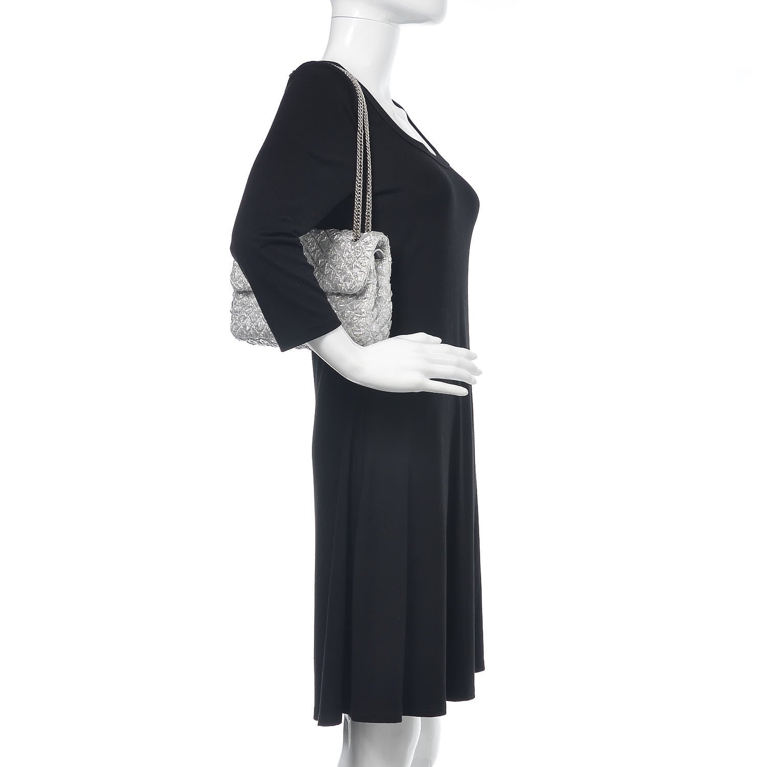 Chanel Metallic Lame Quilted Small Double Flap Silver 2 of 15