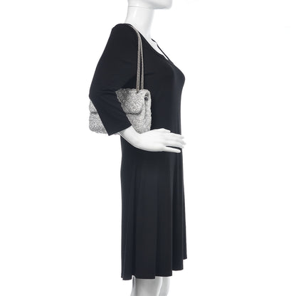 Chanel Metallic Lame Quilted Small Double Flap Silver 2 of 15