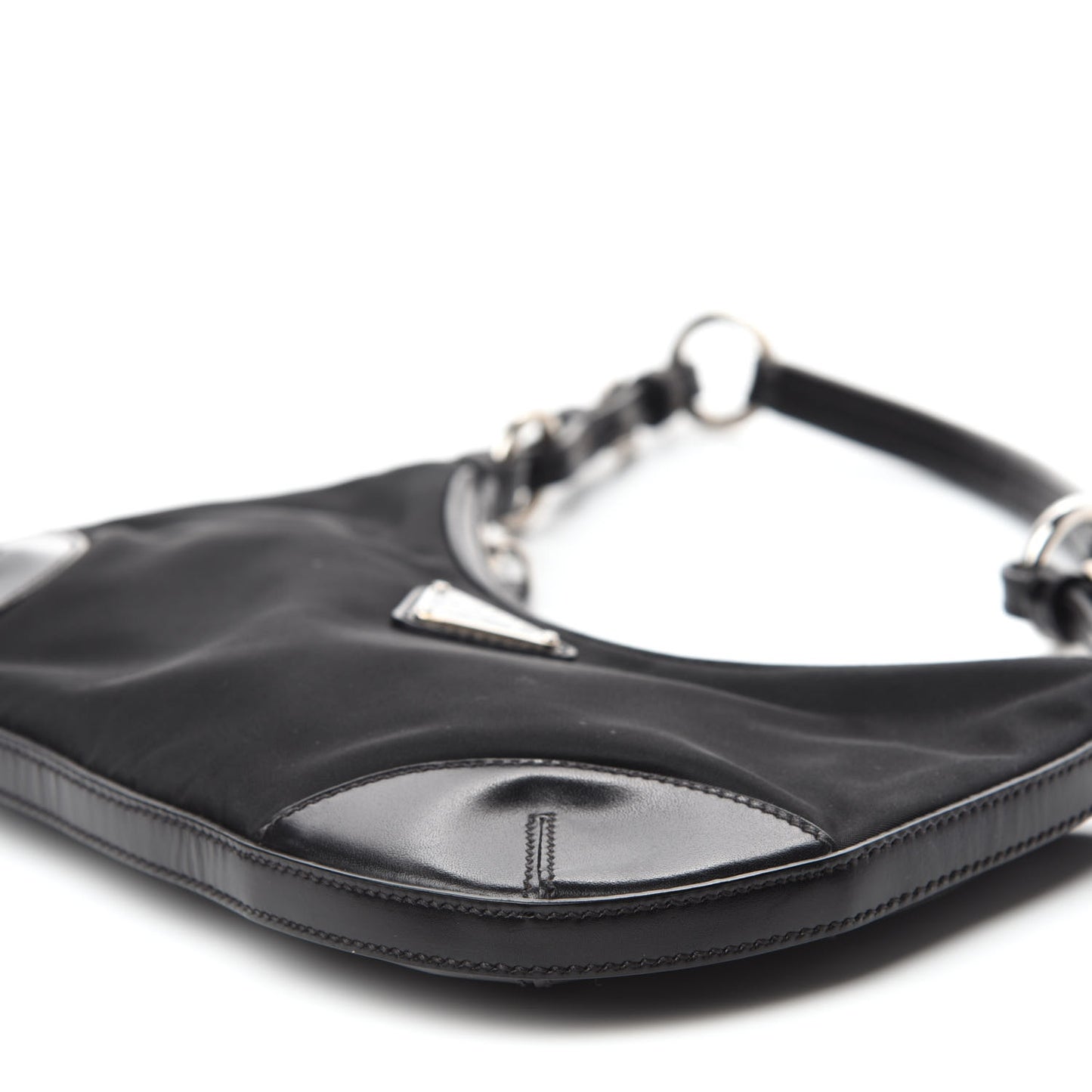 Tessuto Nylon Soft Calfskin Shoulder Bag Black