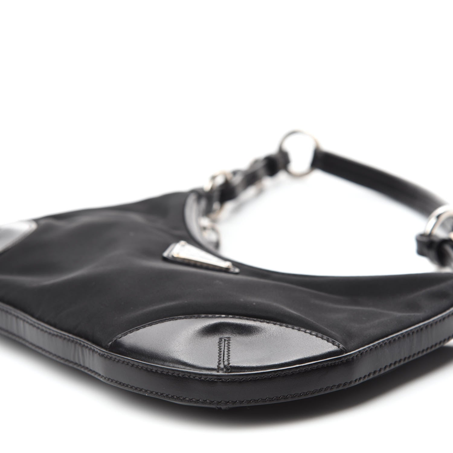 Prada Tessuto Nylon Soft Calfskin Shoulder Bag Black 7 of 9