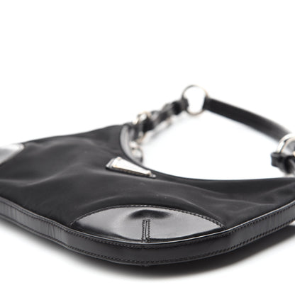 Prada Tessuto Nylon Soft Calfskin Shoulder Bag Black 7 of 9
