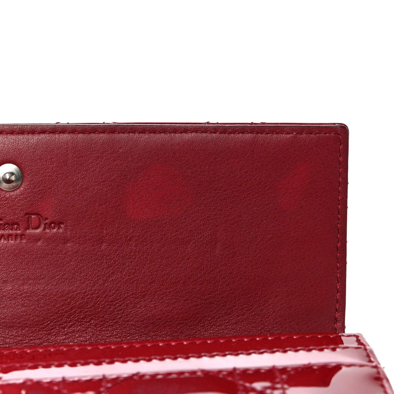 Christian Dior Patent Cannage Rendezvous Chain Wallet Red 10 of 16