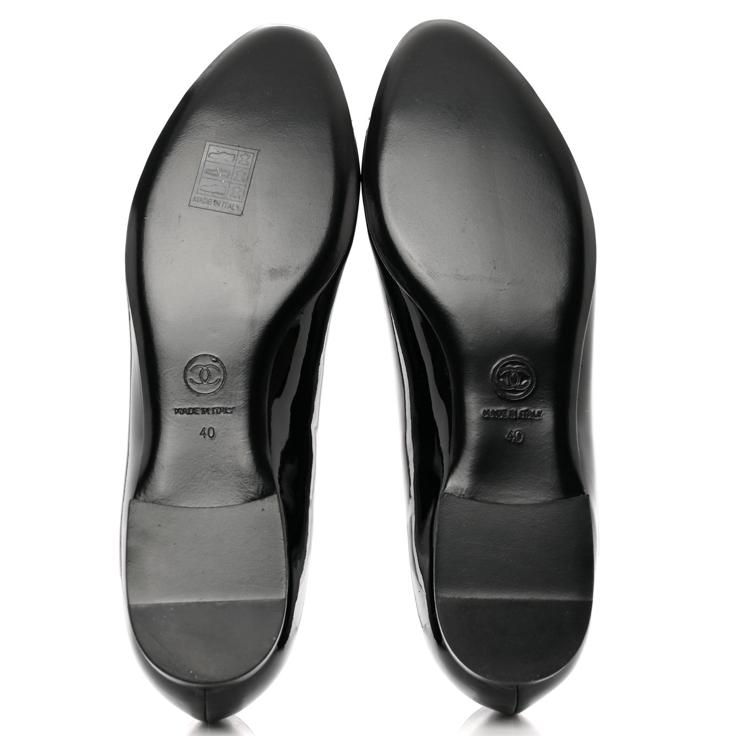 Chanel Patent Cap Toe Ballerina Flats 40 Black White 5 of 9