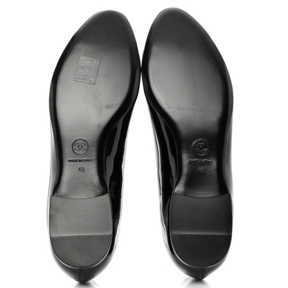 Chanel Patent Cap Toe Ballerina Flats 40 Black White 5 of 9