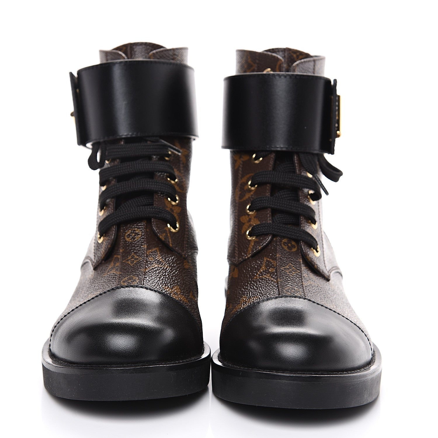 Louis Vuitton Calfskin Monogram Wonderland Flat Ranger Boots 38 Black 2 of 7