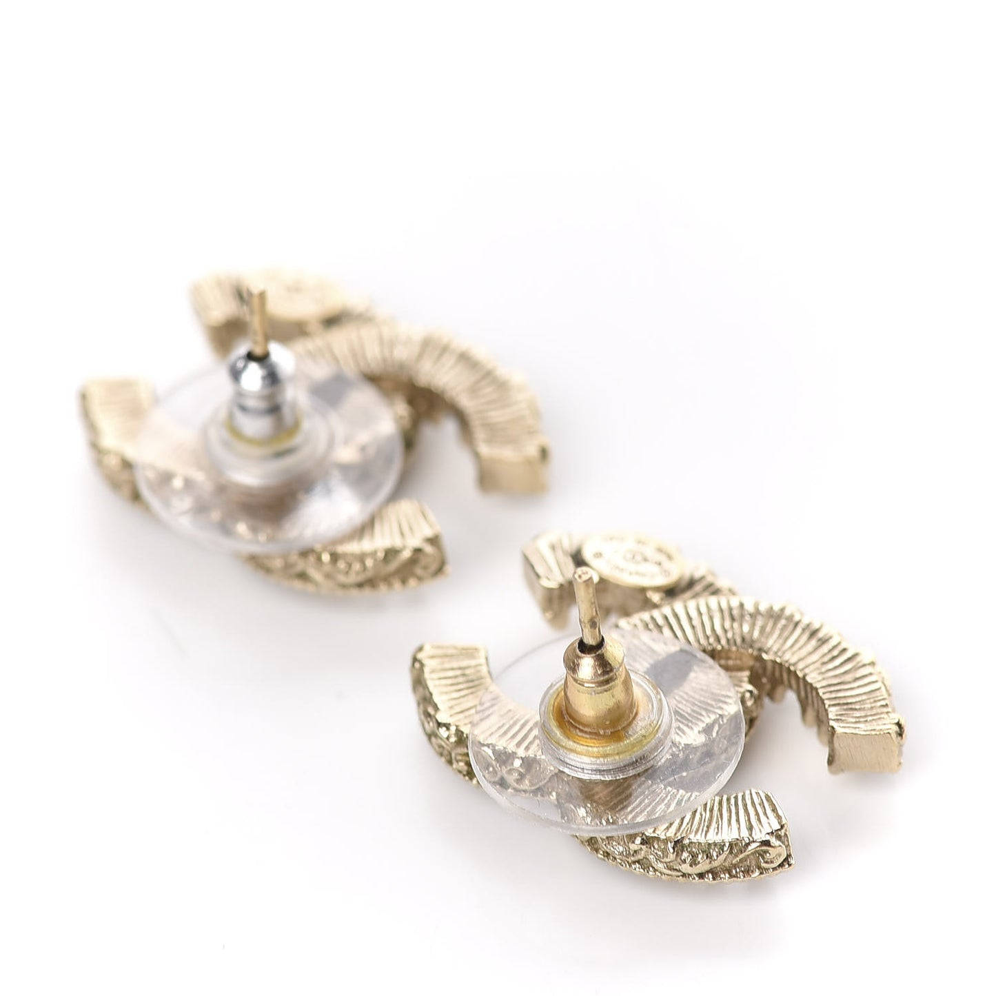 Enamel CC Baroque Earrings Light Gold