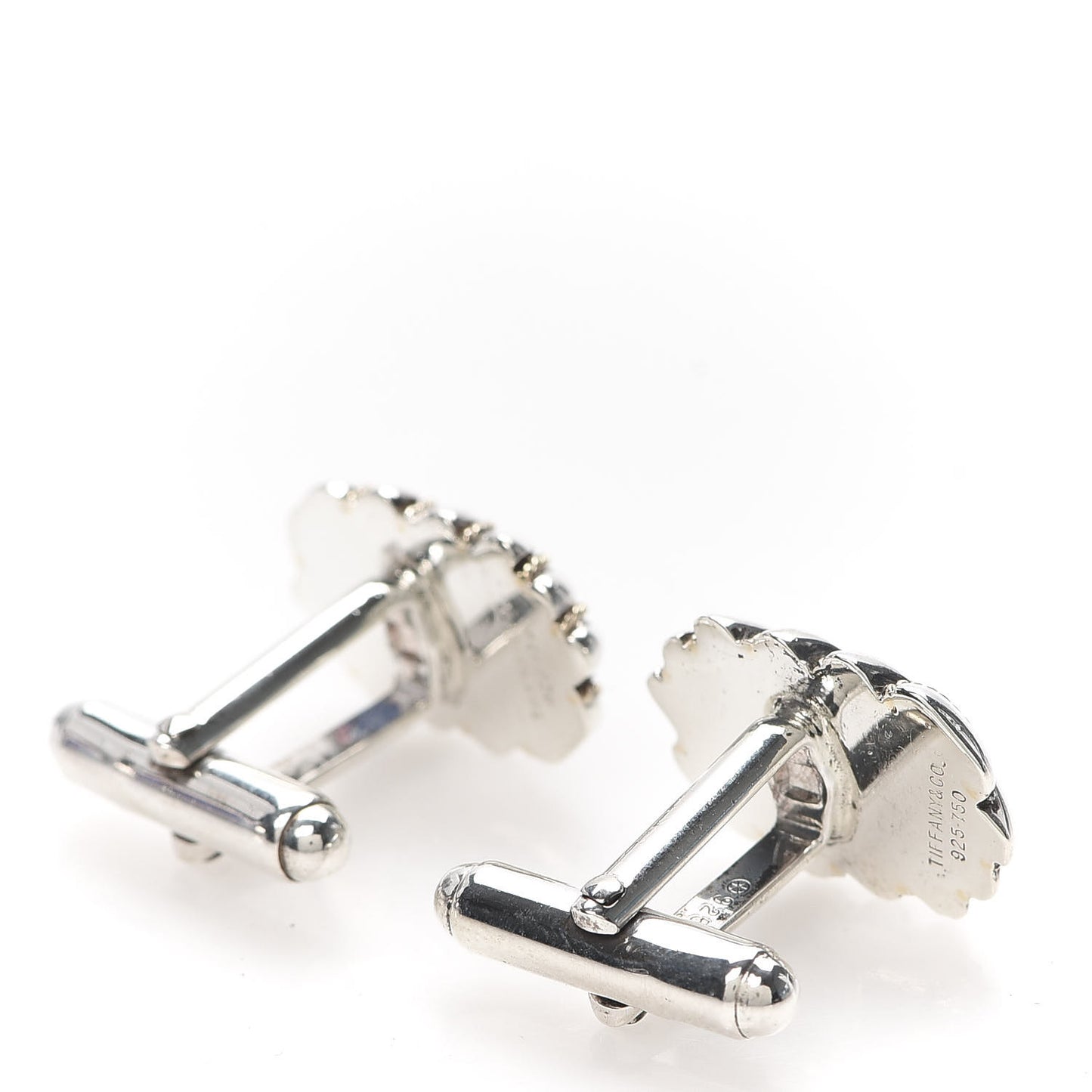 Sterling Silver 18K Yellow Gold Diagonal Rib Cufflinks
