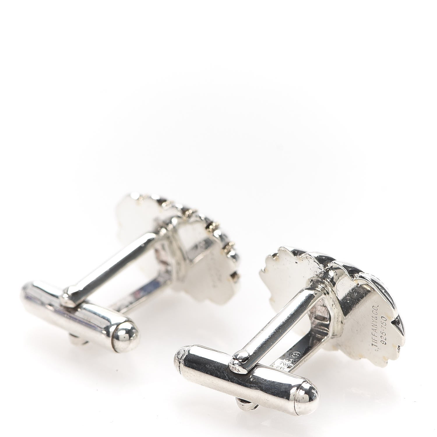 Tiffany Sterling Silver 18K Yellow Gold Diagonal Rib Cufflinks 3 of 4