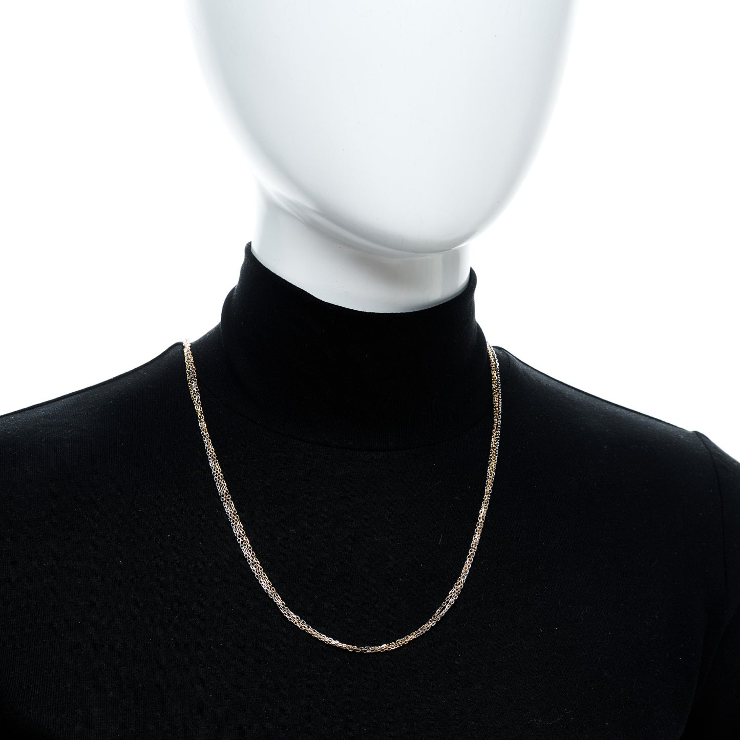 18K Pink Yellow White Gold Three Chain Necklace
