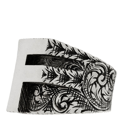 Gucci Sterling Silver Letter F Ring 63 10.25 3 of 6