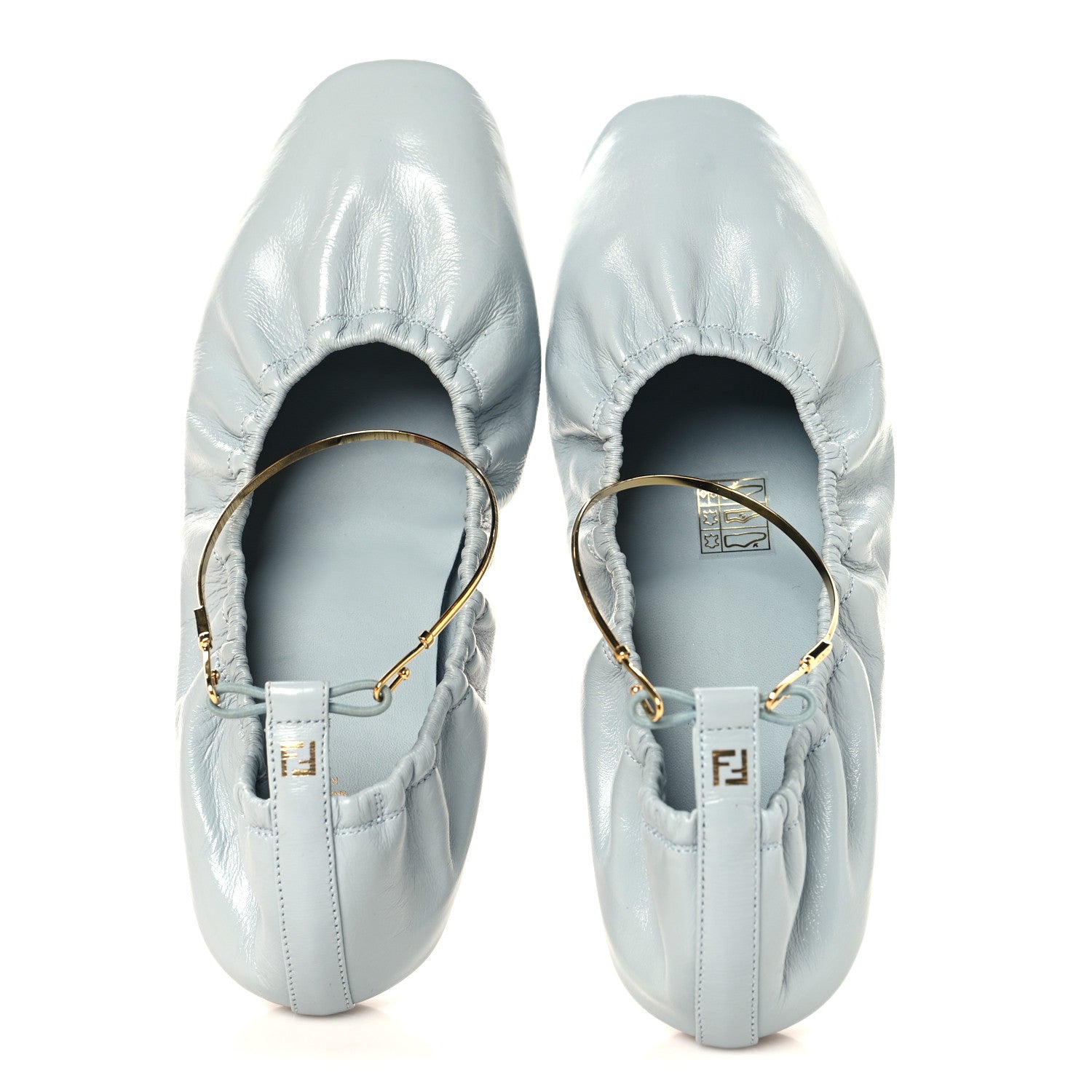 Fendi Vitello Filo Ballerina Flats 38 Blue 2 of 10