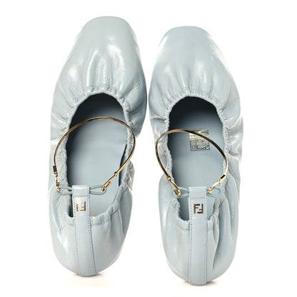 Fendi Vitello Filo Ballerina Flats 38 Blue 2 of 10