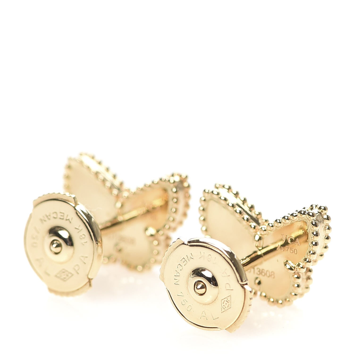 Van Cleef & Arpels 18K Yellow Gold Mother of Pearl Sweet Alhambra Butterfly Earrings 3 of 6
