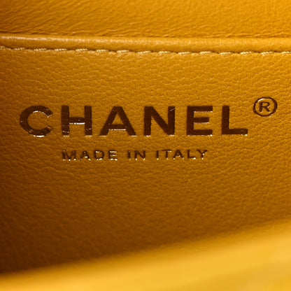 Chanel Lambskin Quilted Mini Top Handle Rectangular Flap Yellow 6 of 11