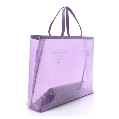 Prada Mesh Paillettes Spazzolato Logo Shopping Tote Lilium 4 of 13