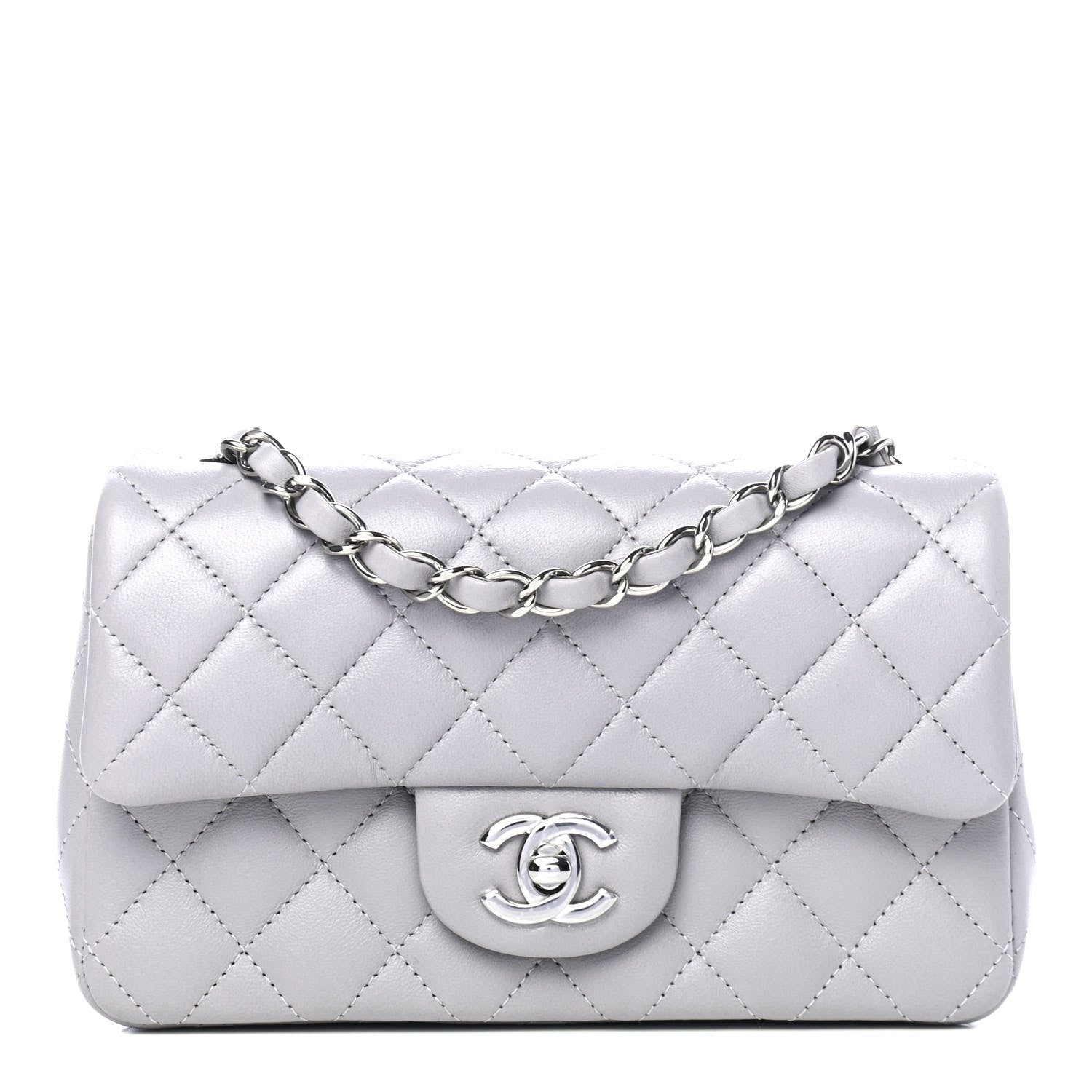 Chanel Lambskin Quilted Mini Rectangular Flap Grey 1 of 4