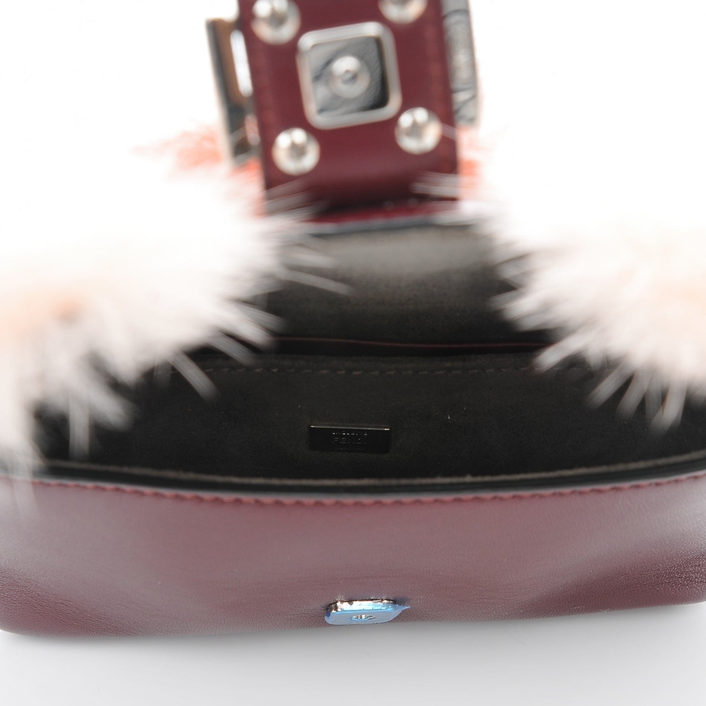 Shiny Nappa Mink Fox Fur Crystal Micro Buggie Baguette Bordeaux Rust Multicolor
