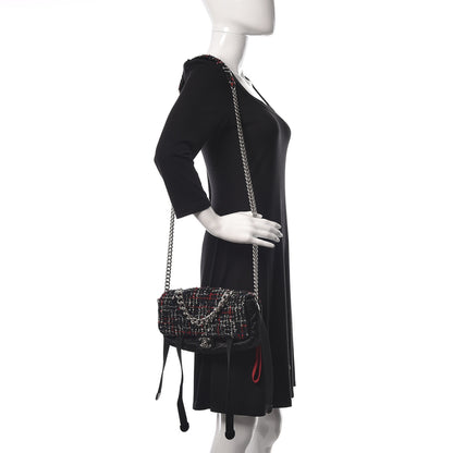 Chanel Tweed Nylon Quilted Small Astronaut Essentials Flap Black Red 2 of 11