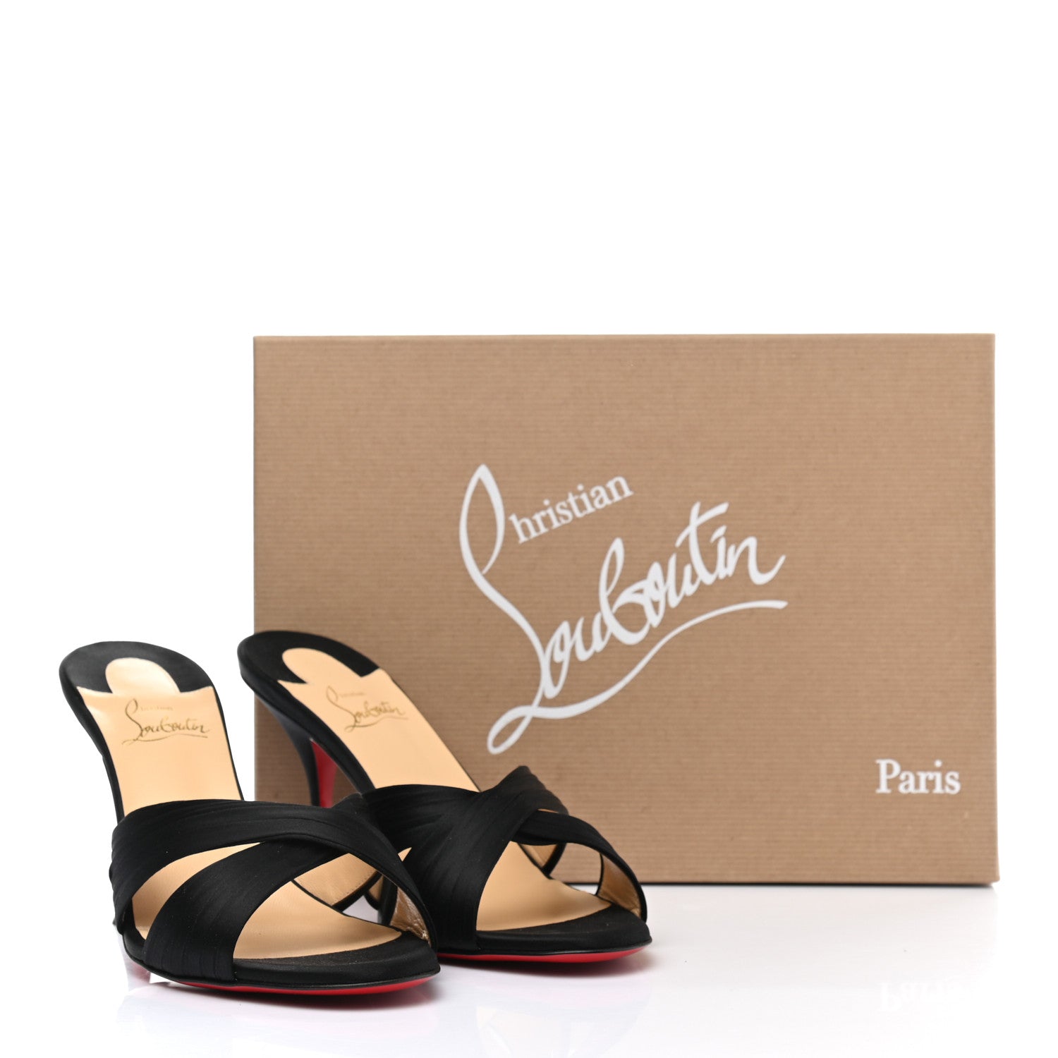 Christian Louboutin Crepe Satin Nicol Is Back 85 Slide Sandals 39.5 Black 8 of 8