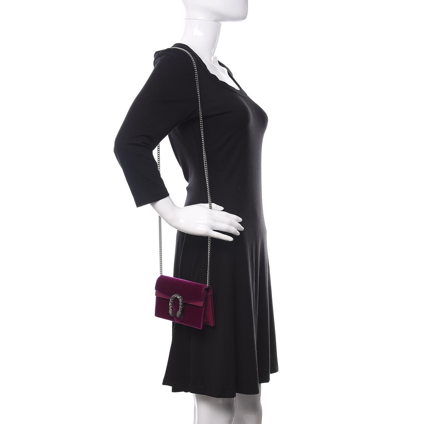 Velvet Super Mini Dionysus Shoulder Bag Fuchsia Violet Cyclamen
