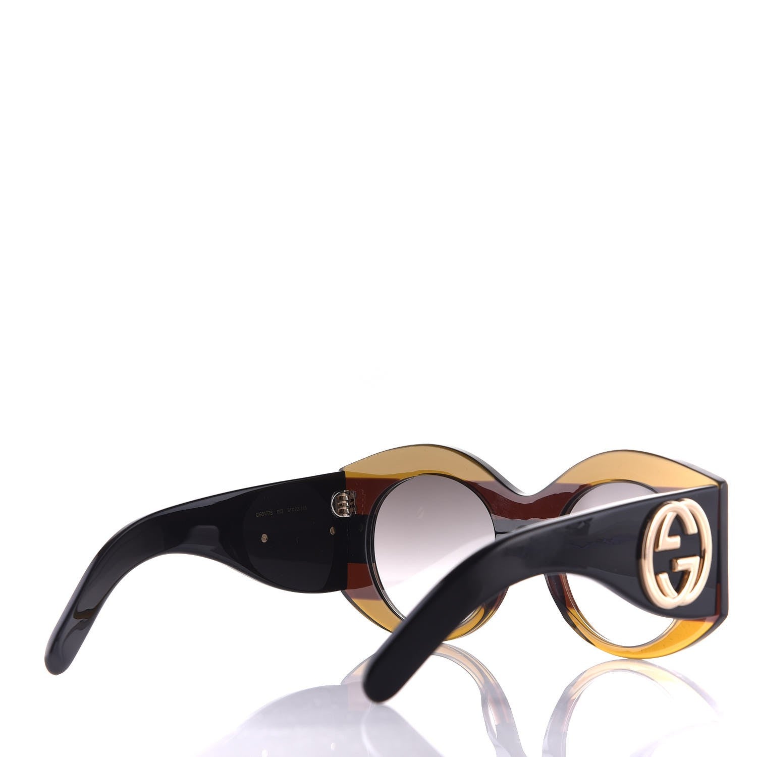 Gucci Acetate Round Frame Sunglasses GG 0177S Brown 2 of 6