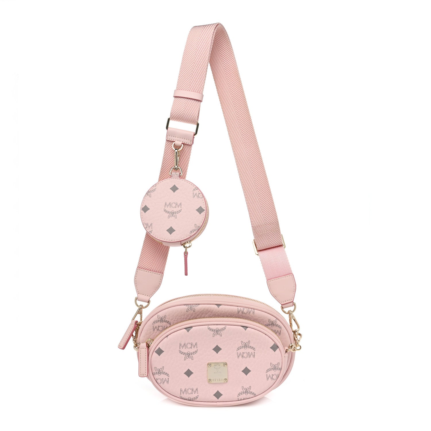 MCM Visetos Small Aren Multifunction Crossbody Pouch Powder Pink 1 of 10