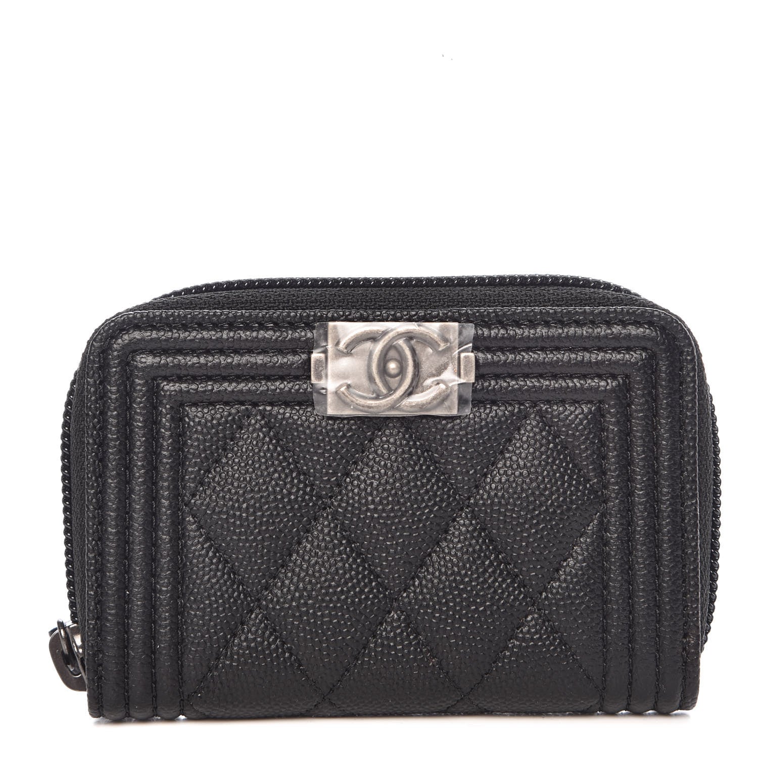 Chanel Caviar Quilted Boy Zip Around Coin Purse Black 1 of 11