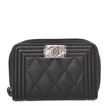 Chanel Caviar Quilted Boy Zip Around Coin Purse Black 1 of 11