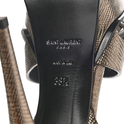 Saint Laurent Calfskin Lizard Embossed Tribute 105 Platform Sandals 38.5 Topas 7 of 11