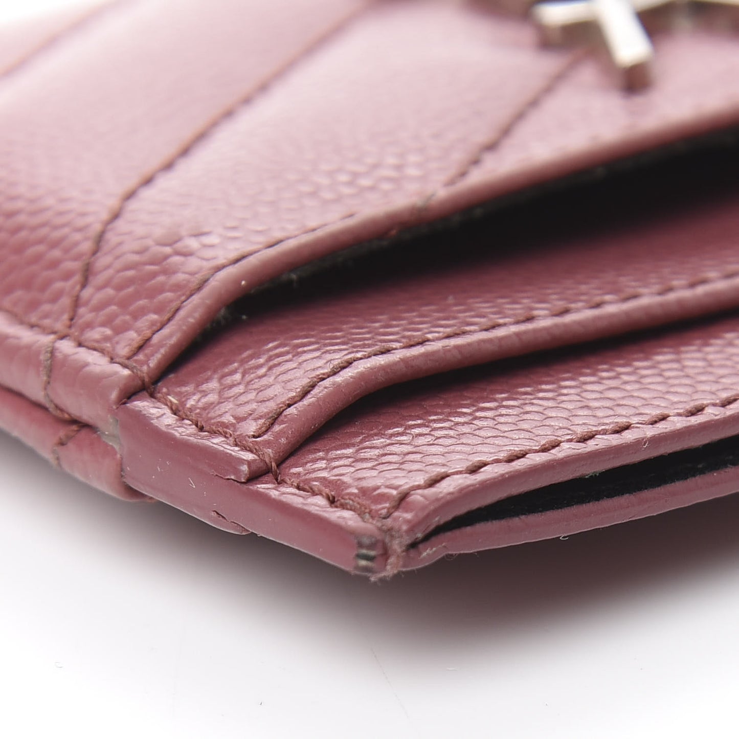 Grain De Poudre Matelasse Chevron Monogram Credit Card Case Mystic Rose